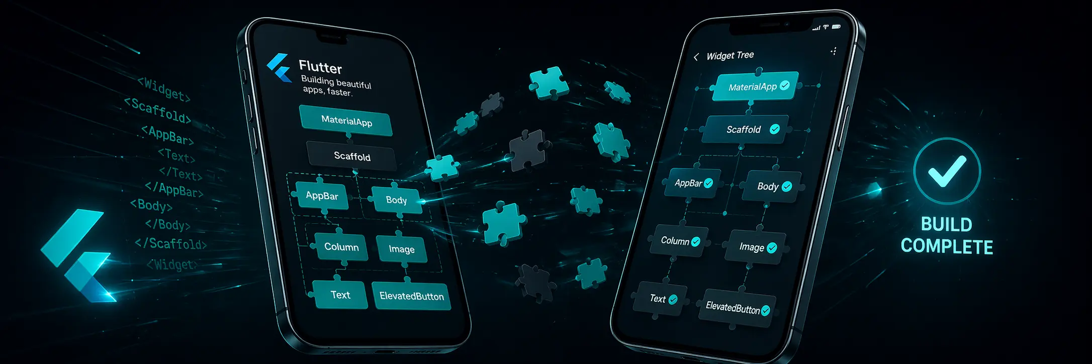 Smartphone displaying Flutter and Kotlin mobile app code